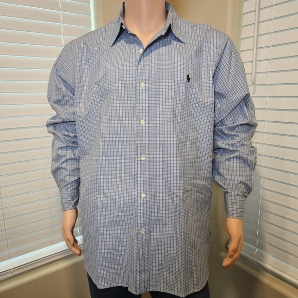 Ralph Lauren Other - Ralph Lauren Mens XXL Classic Fit Blue Micro Check Cotton Button‎ Down Shirt